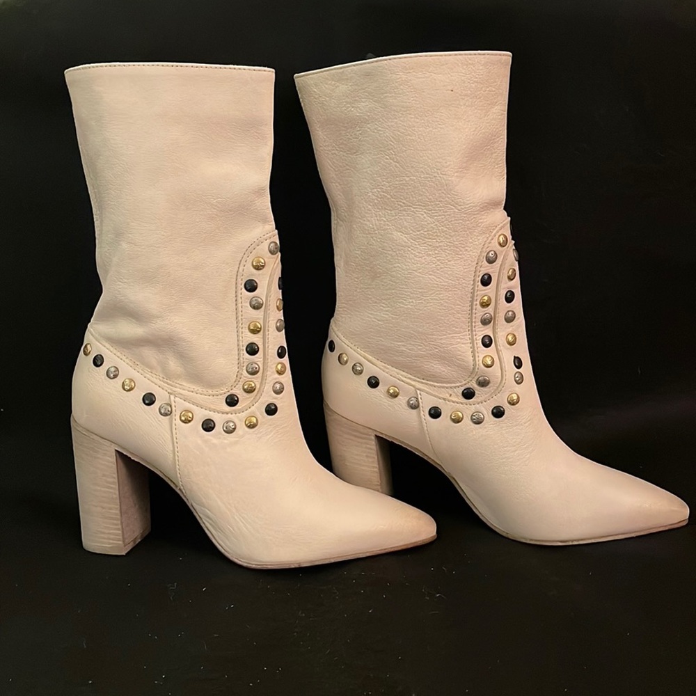 Free People Studded Dakota Heel Lather Boots. NWT